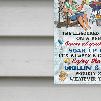 Garden Flag material and size view - Custom Pool Rules Garden Flag