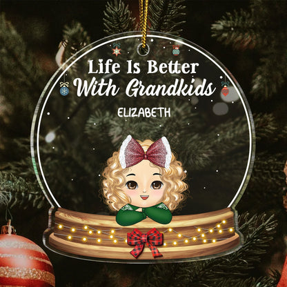 Life Is Better With Grandkids - Christmas, Loving Gift For Grandpa, Grandma, Grandparents - Personalized Custom Shaped Acrylic Ornament