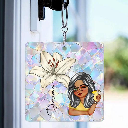 Birth Month Flowers Woman Bloom Where You're Planted - Personalized Acrylic Keychain