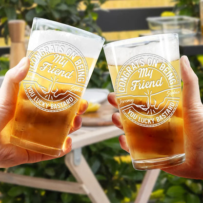 Gift For Brothers, Gift For Bestie, Gift For Men - Congrats On Being My Brother You Lucky Man - Personalized Beer Glass
