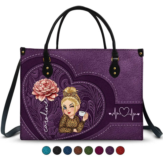 Gift For Women, Gift For Mother, Gift For Grandma, Gift For Yourself - Birth Flowers Bloom Where You're Planted Woman Mom Grandma - Personalized Leather Bag