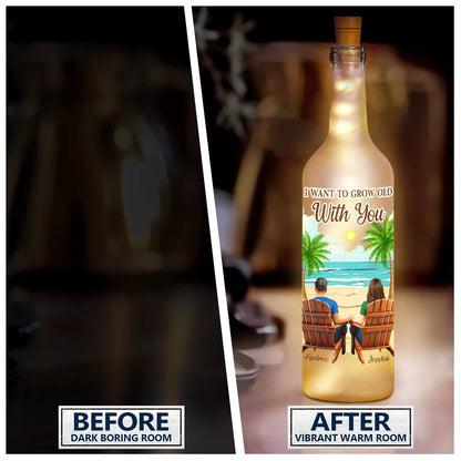 Gift For Couples, Gift For Husband, Gift For Wife - Back Sitting Couple You & Me We Got This When I Tell You - Personalized Bottle Light