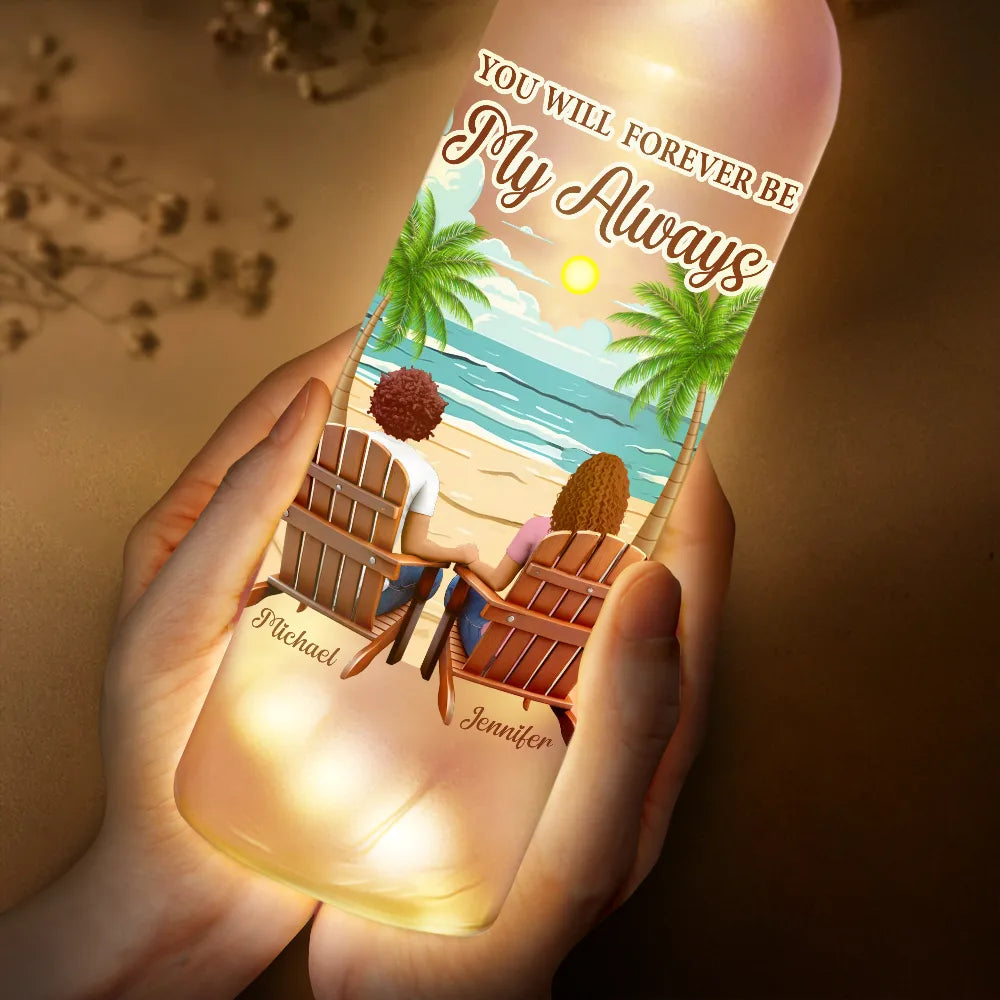 Gift For Couples, Gift For Husband, Gift For Wife - Back Sitting Couple You & Me We Got This When I Tell You - Personalized Bottle Light