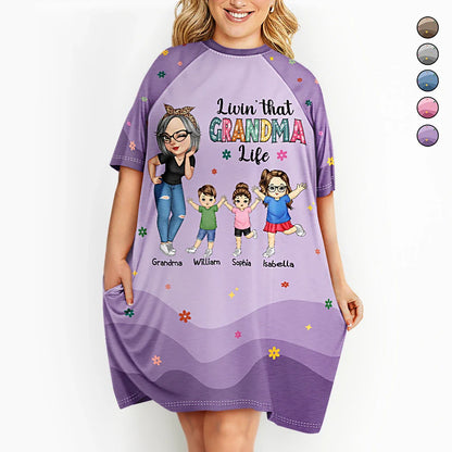 Gift For Grandma,Love,Gift For Mother - Living That Grandma Life - Personalized Women's Sleep Tee