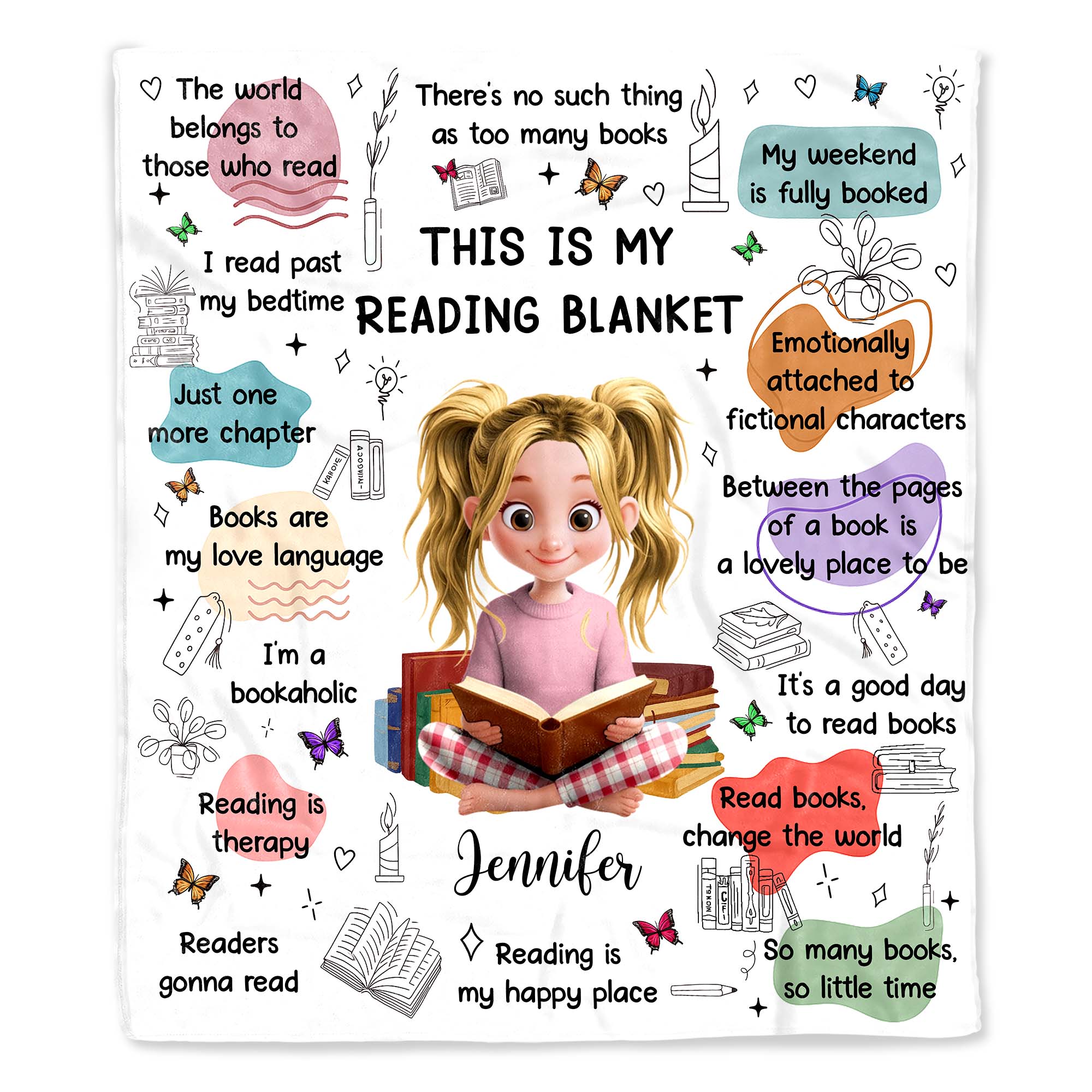 This Is My Reading Blanket Featuring Books And A Reading Girl