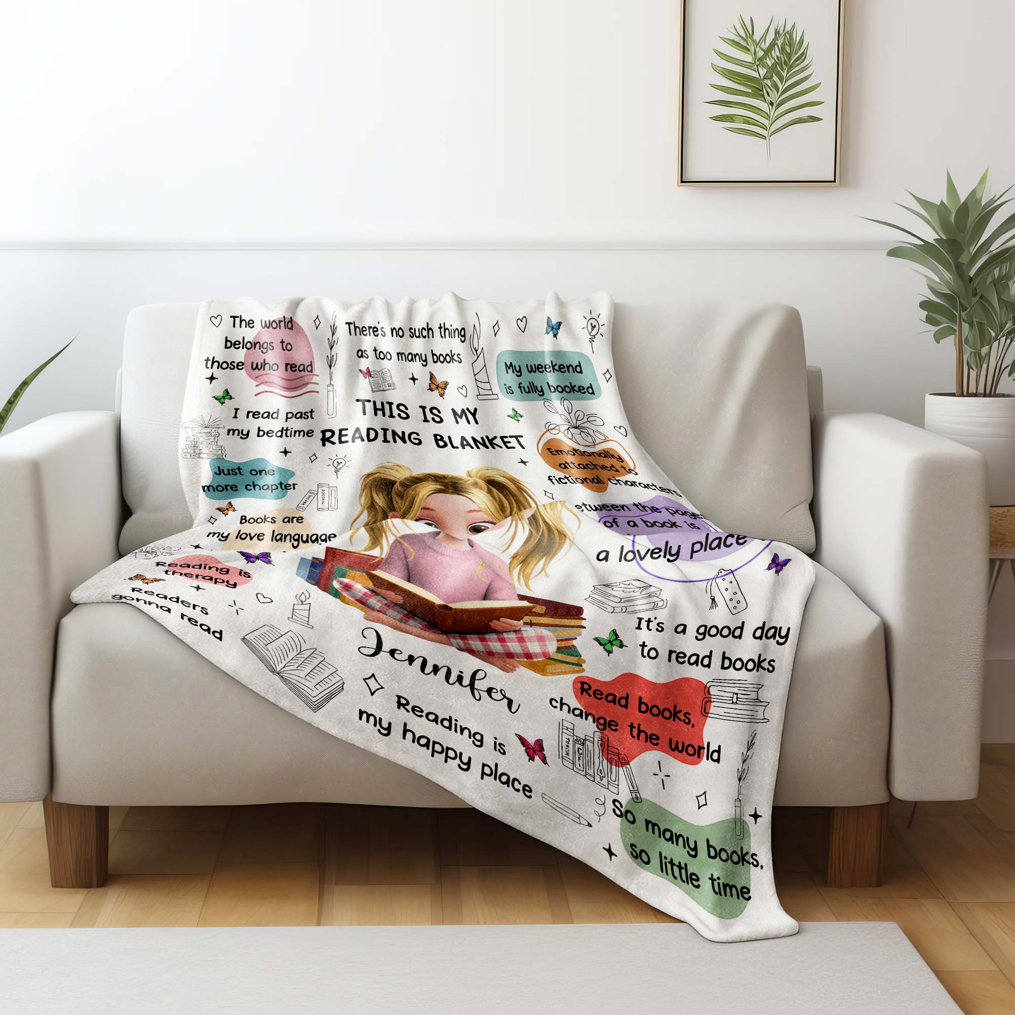 This Is My Reading Blanket Featuring Books And A Reading Girl