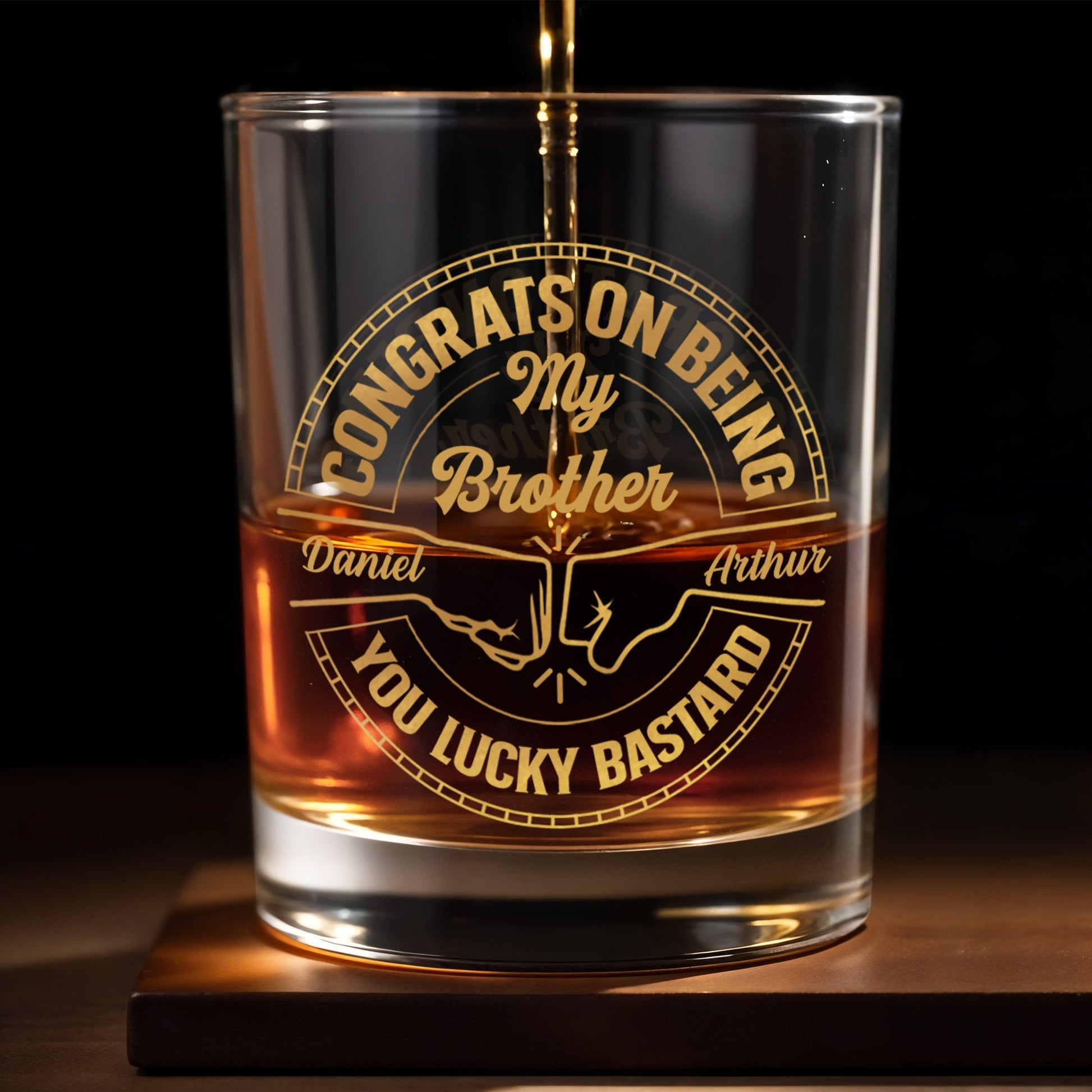 Congrats On Being My Brother You Lucky Bastard Glass - Personalized Custom Whiskey Glass