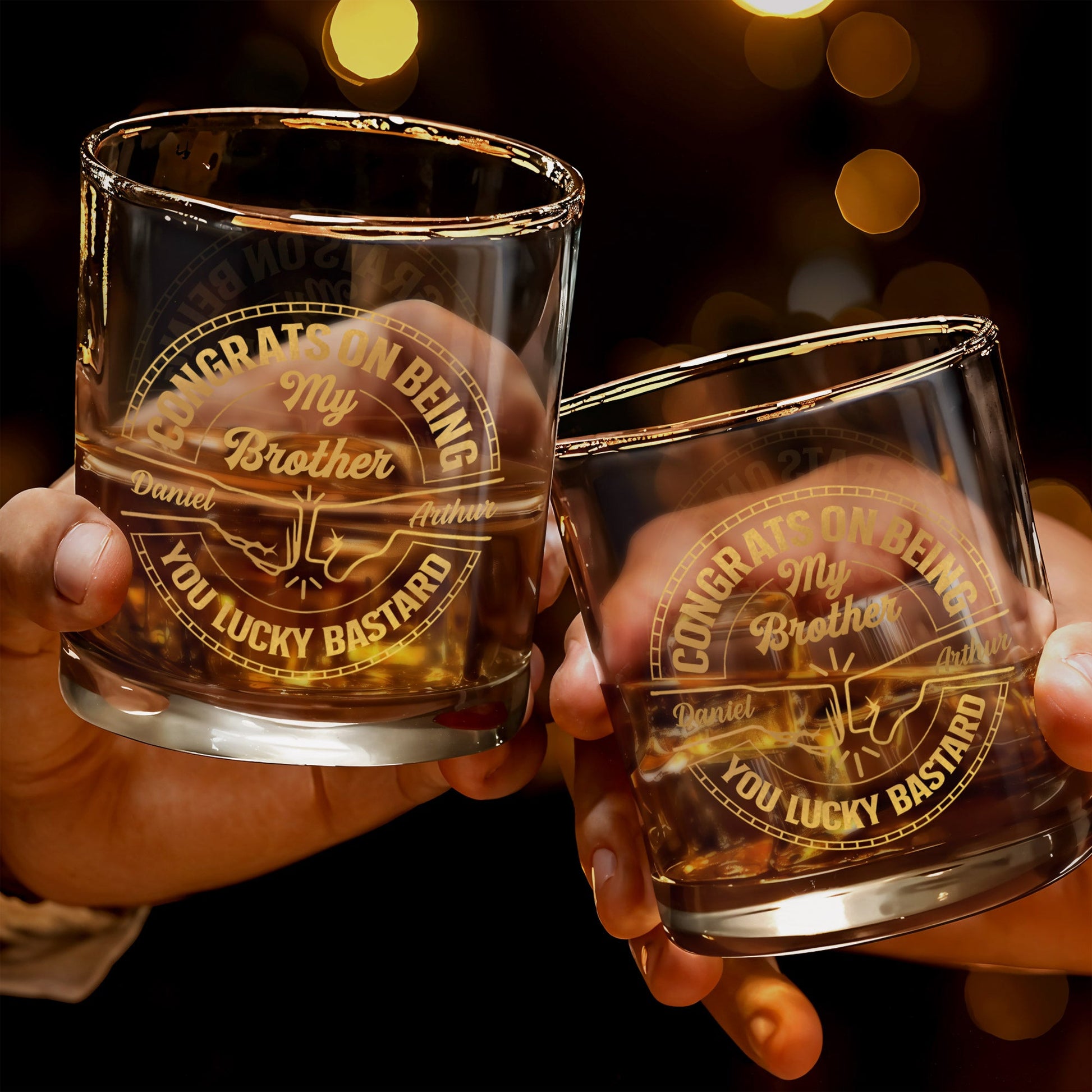 Congrats On Being My Brother You Lucky Bastard Glass - Personalized Custom Whiskey Glass