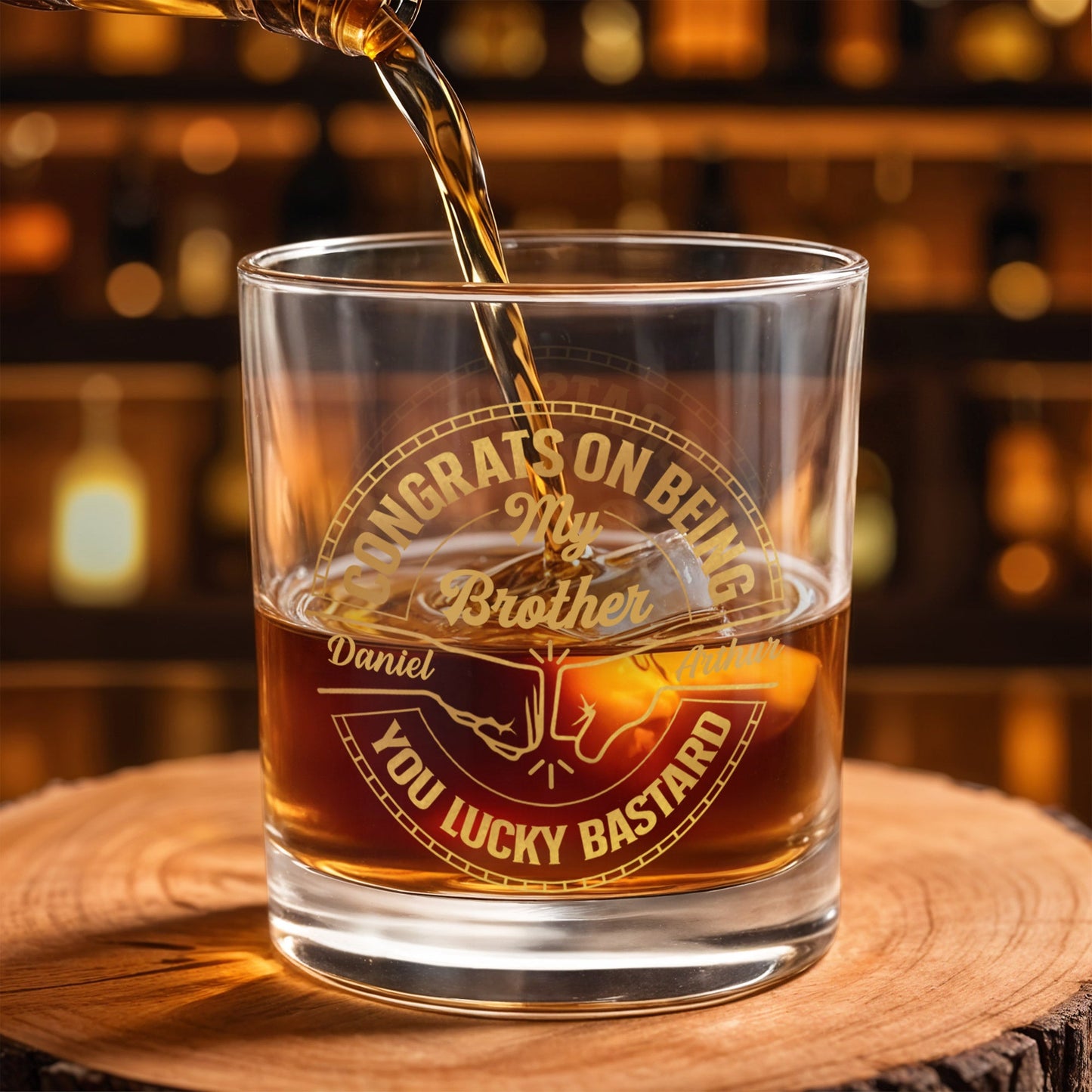 Congrats On Being My Brother You Lucky Bastard Glass - Personalized Custom Whiskey Glass