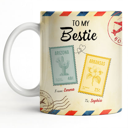 To My Bestie With Postage Stamp Design
