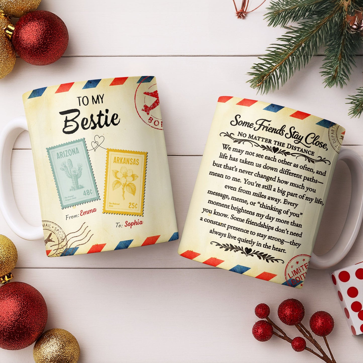 To My Bestie With Postage Stamp Design