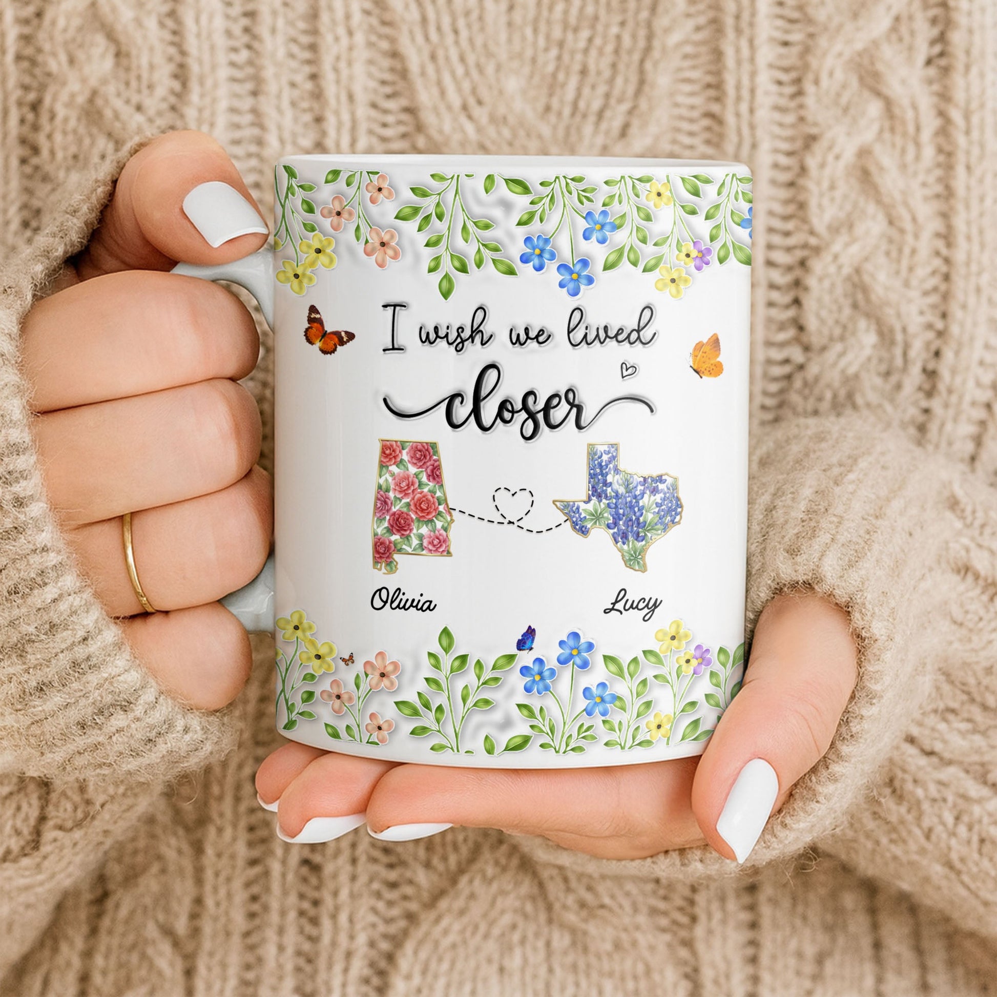I Wish We Lived Closer Featuring Flowers and Butterfly