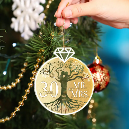 Mr. & Mrs. Couple Wedding Anniversary - Personalized Custom Shaped Acrylic Ornament