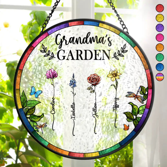 Grandma's Garden - Personalized Birth Flower Stained Glass Suncatcher