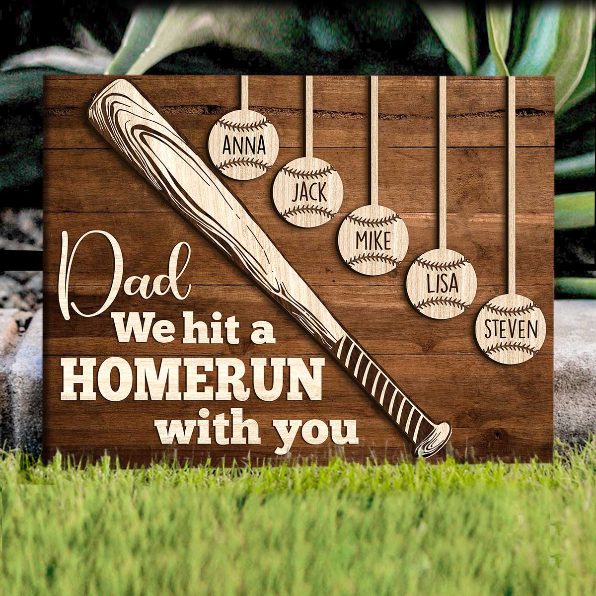 “Dad, We Hit A Homerun With You” Personalized Baseball Poster / Canvas - Gift for Baseball Dads