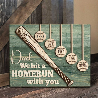“Dad, We Hit A Homerun With You” Personalized Baseball Poster / Canvas - Gift for Baseball Dads