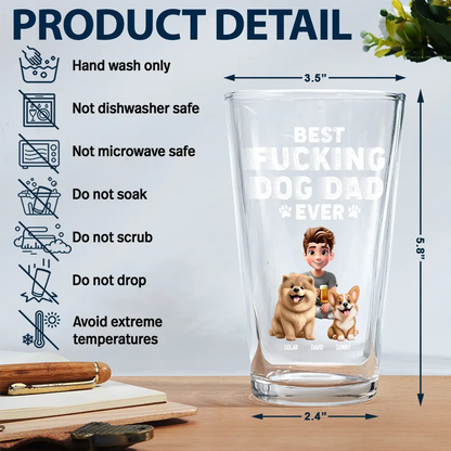 Best Dog Dad Ever - Personalized Beer Glass