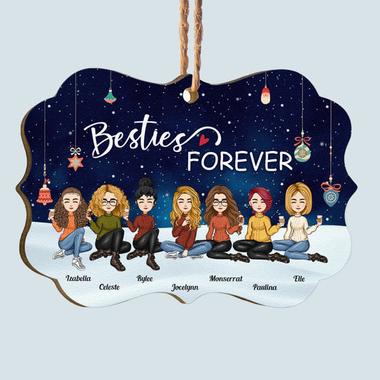 Christmas Eve - Besties Forever - Personalized Aluminum/Wooden Ornament - Christmas Gift For Friends, Besties, Soul Sisters