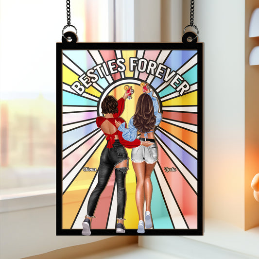 Personalized Best Friends Suncatcher Ornament - Besties Forever Keepsake Gift