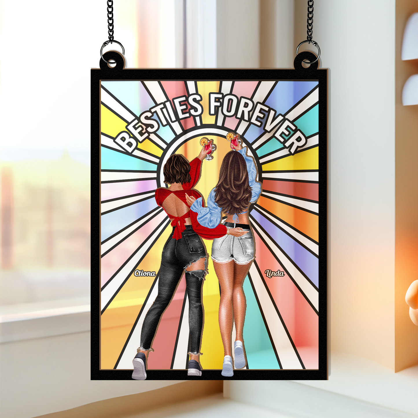 Besties Forever - Personalized Window Hanging Suncatcher Ornament