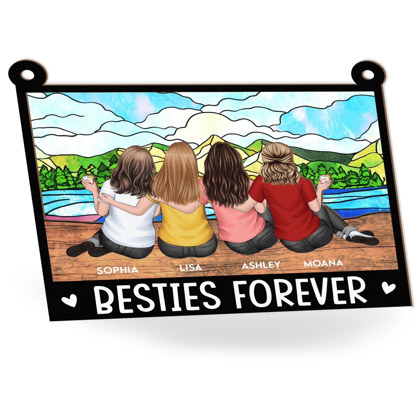 Besties Forever - Personalized Window Hanging Suncatcher Ornament