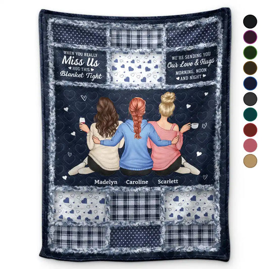 Gift For Women,Gift For Sisters,Gift For Bestie,Gift For Sibling,Love - Besties Sisters Hug This Blanket - Personalized Fleece Blanket, Sherpa Blanket