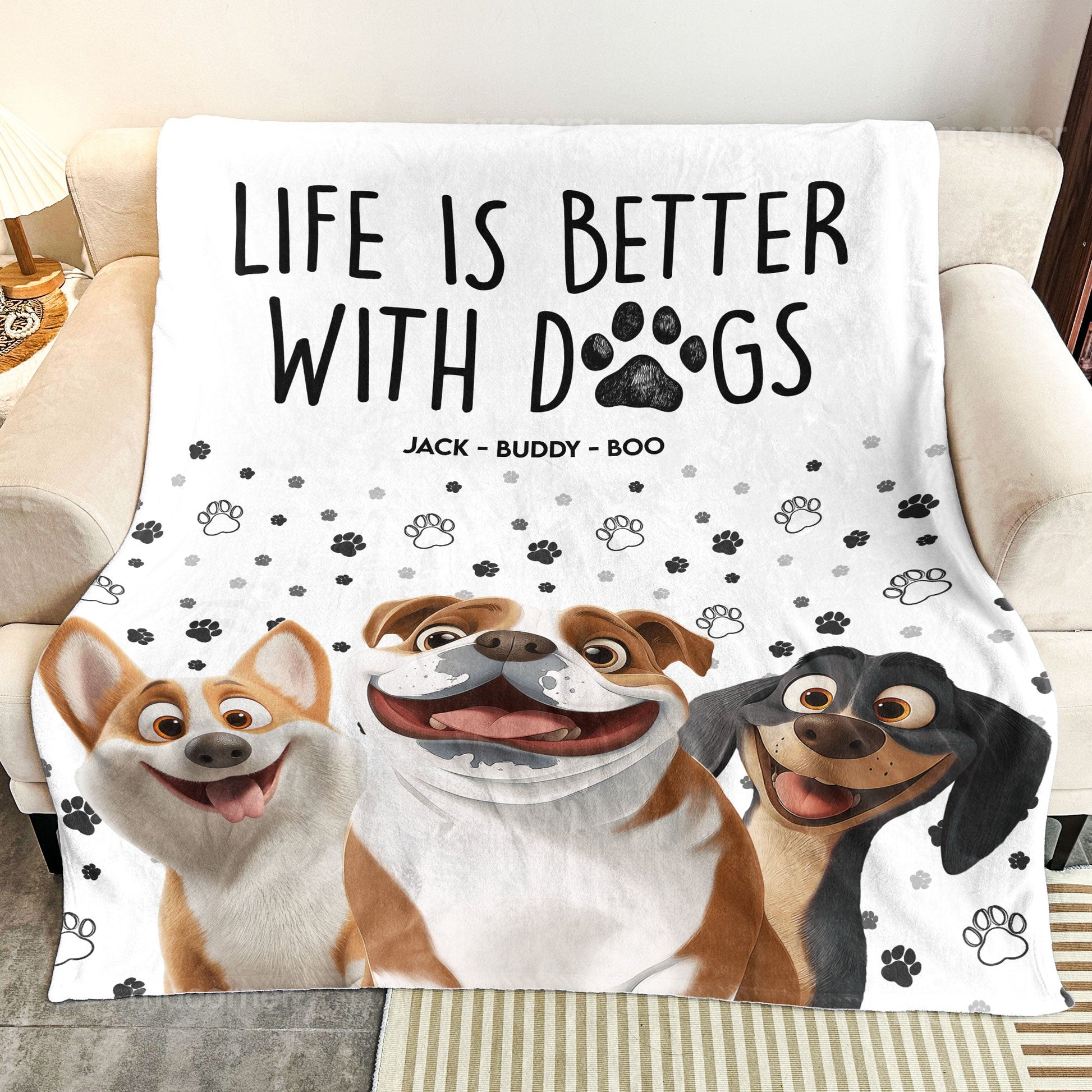 Life Is Better With Dogs - Personalized Custom Blanket