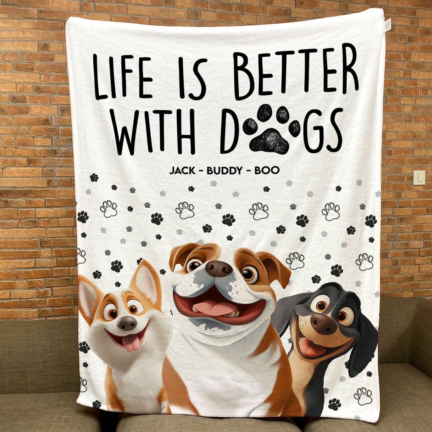 Life Is Better With Dogs - Personalized Custom Blanket