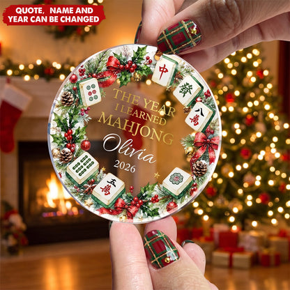 Merry Mahjong Custom Acrylic Ornament - Personalized Christmas Keepsake for Best Friends