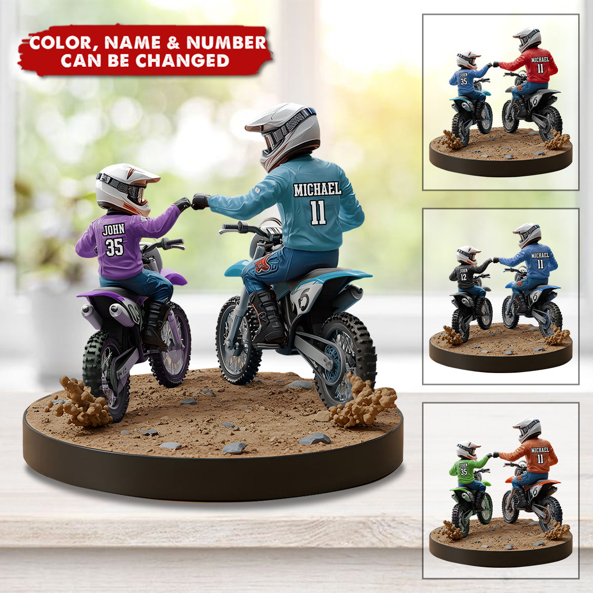 Dirt Bike Dad And Kid - Personalized Custom Shaped Acrylic Plaque