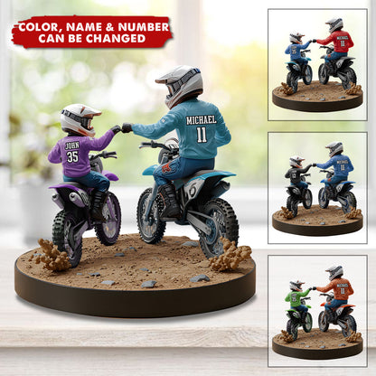 Dirt Bike Dad And Kid - Personalized Custom Shaped Acrylic Plaque