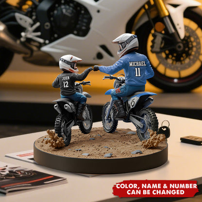 Dirt Bike Dad And Kid - Personalized Custom Shaped Acrylic Plaque