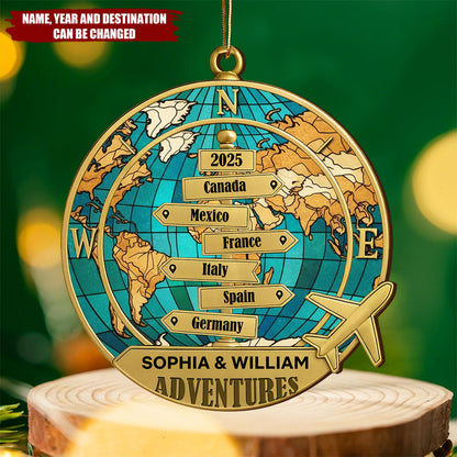 Personalized Year-Round Adventure Ornament - Custom Keepsake with 1-10 Destinations & Year