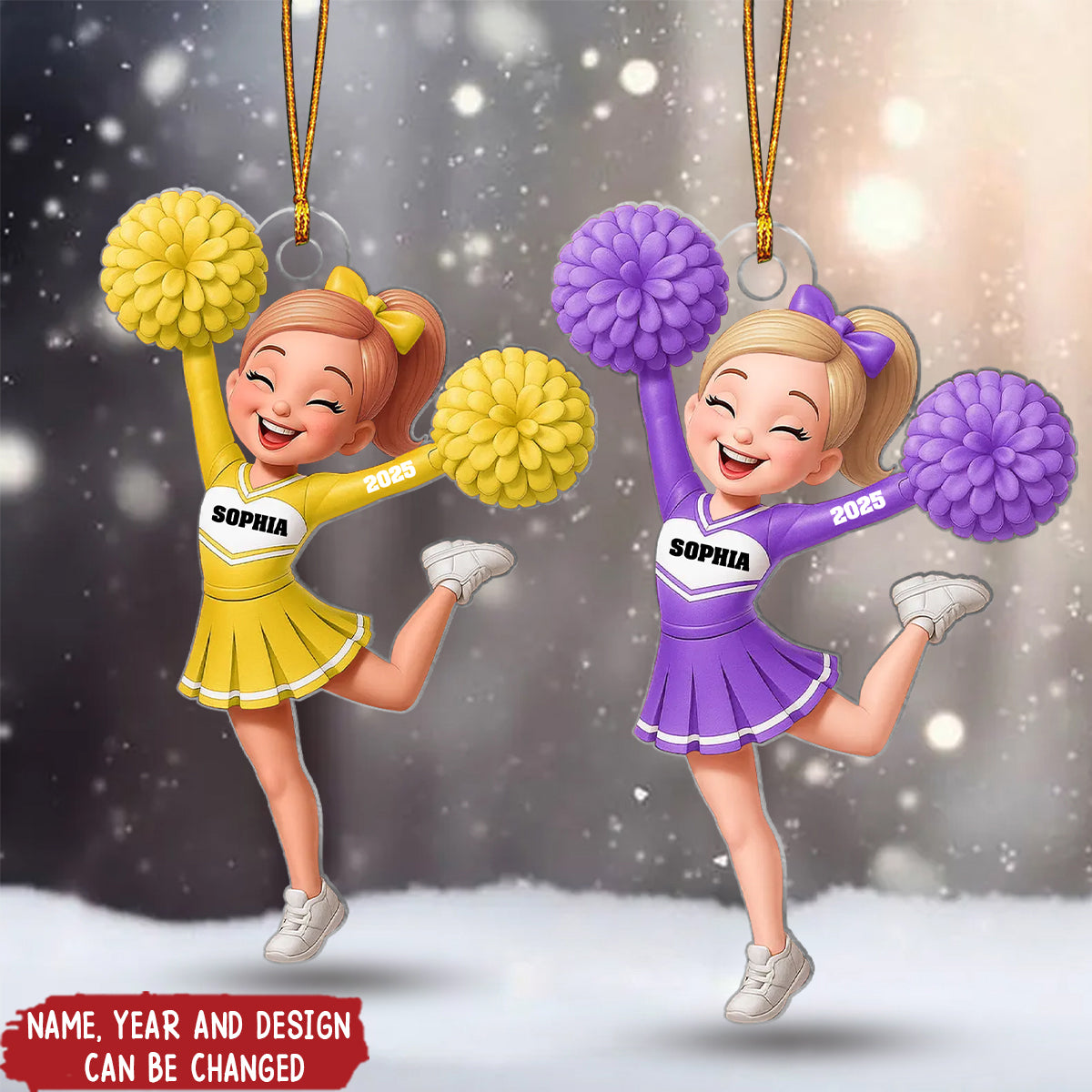 Cheerleader Girl Personalized Acrylic Ornament - Christmas Tree Keepsake for Daughter