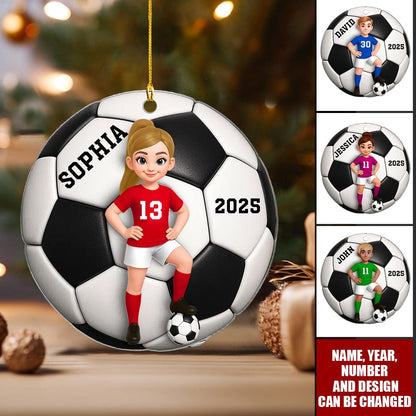 Soccer Star Personalized Soccer Ornament - Kids Christmas Keepsake