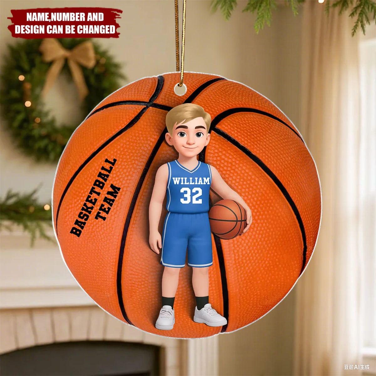 Personalized Basketball Acrylic Ornament - Custom Sports Keepsake for Youth Players