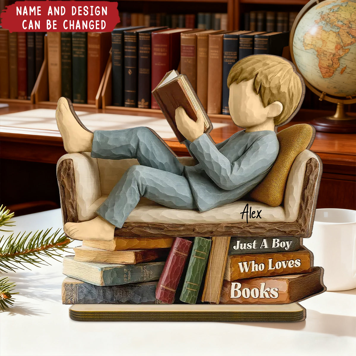 Personalized Book Lover Wooden Plaque personalization view for Wife