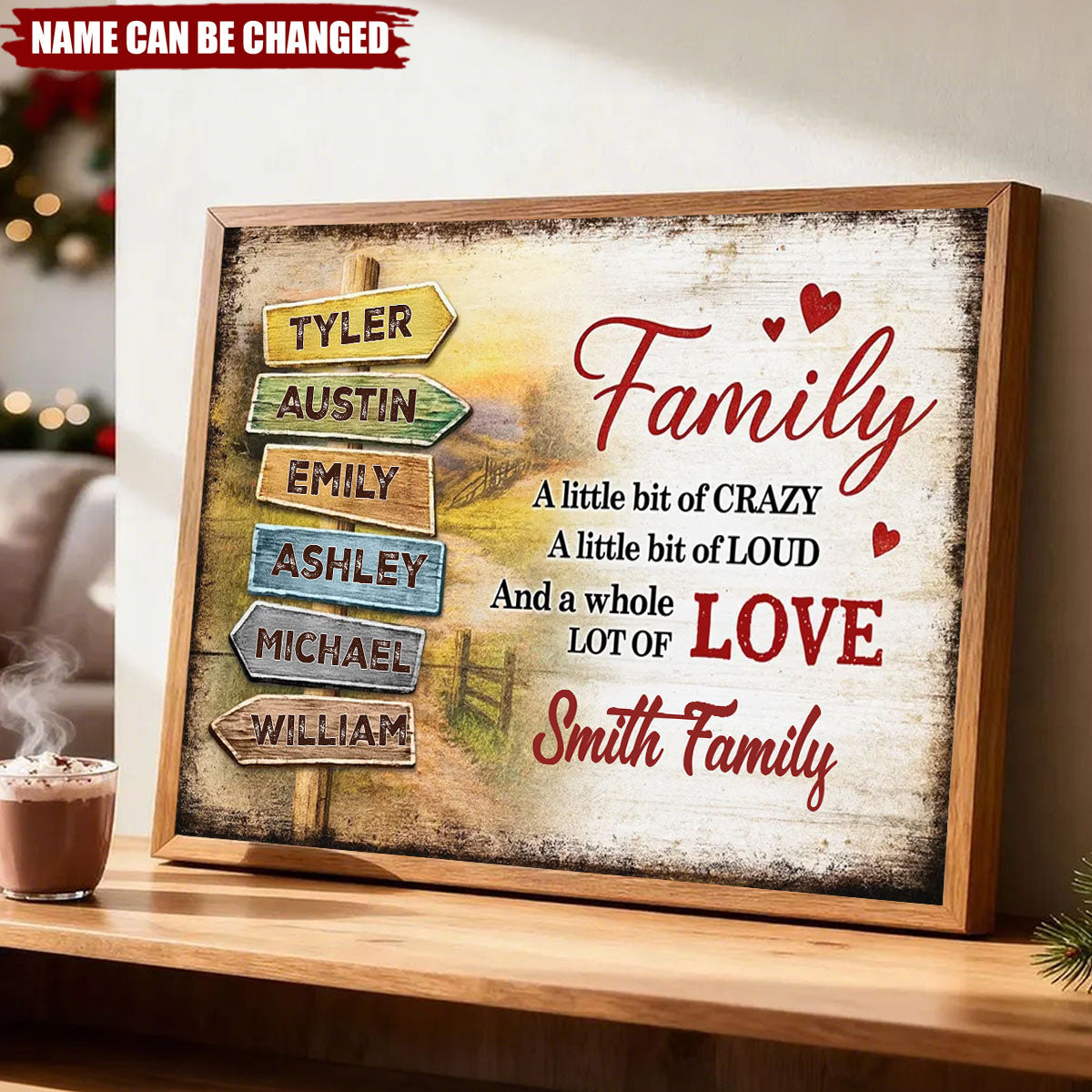 Family A Little Bit Crazy A Whole Lot of Love - Personalized Custom Home Decor Poster / Canvas