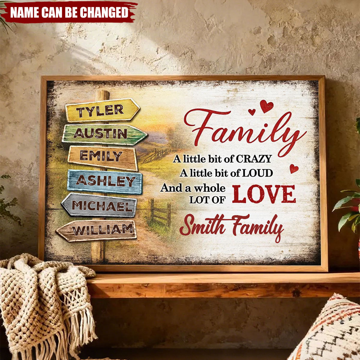 Family A Little Bit Crazy A Whole Lot of Love - Personalized Custom Home Decor Poster / Canvas
