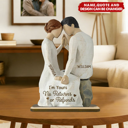 Couple Sitting Side By Side - Personalized 2-Layered Wooden Plaque