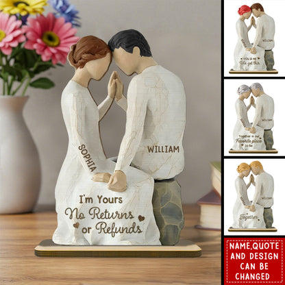 Couple Sitting Side By Side - Personalized 2-Layered Wooden Plaque