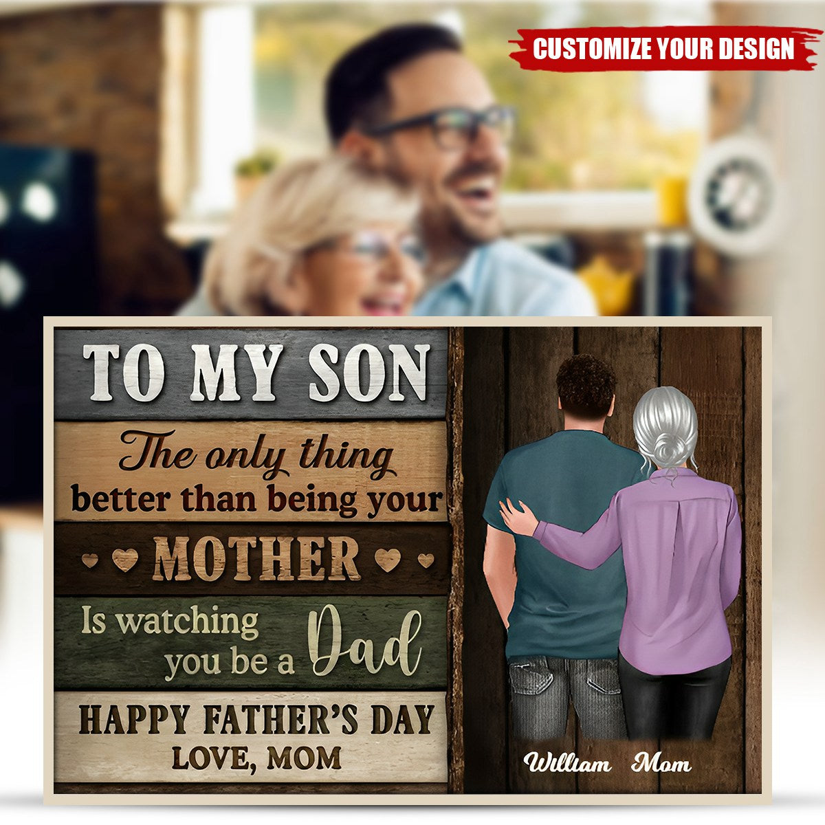 To Our Son - The Only Thing Better Than Being Your Parents Is Watching You Be a Dad - Personalized Father’s Day Gift from Mom & Dad - Custom Canvas Wall Art for Son’s First Father’s Day