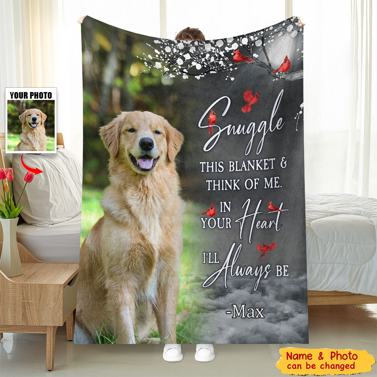 Snuggle This Blanket Memorial Pet Loss - Personalized Custom Pet Photo Blanket