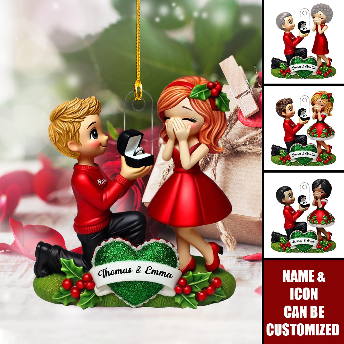 Personalized Proposal  "She Said Yes!"  Ornament – Capture Your Special Moment