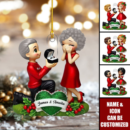Personalized Proposal  "She Said Yes!"  Ornament – Capture Your Special Moment