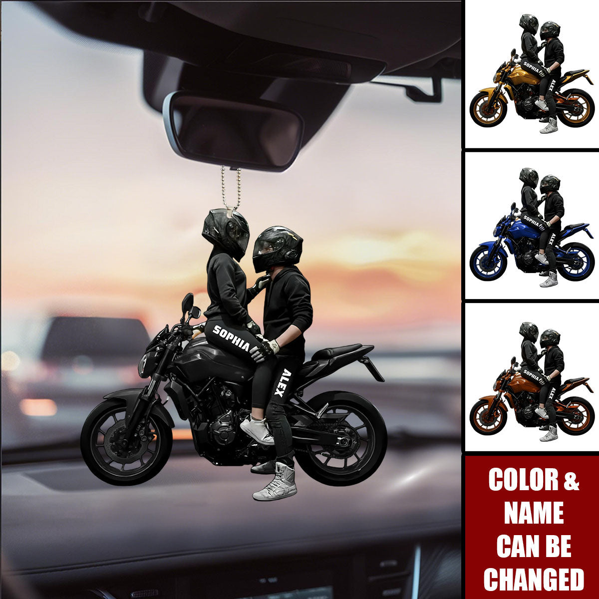 Motorbike Couple Car Decor - Personalized Acrylic Car Ornament