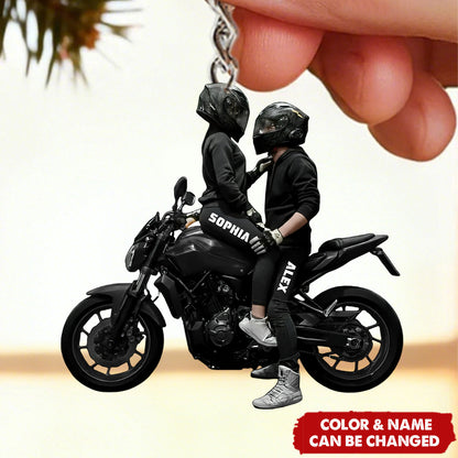 Personalized Motorbike Couple Acrylic Keychain - Gift for Couples & Bikers