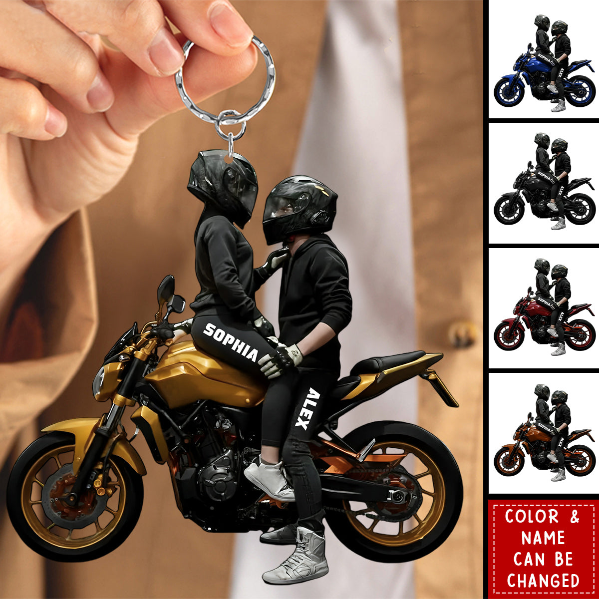 Personalized Motorbike Couple Acrylic Keychain - Gift for Couples & Bikers