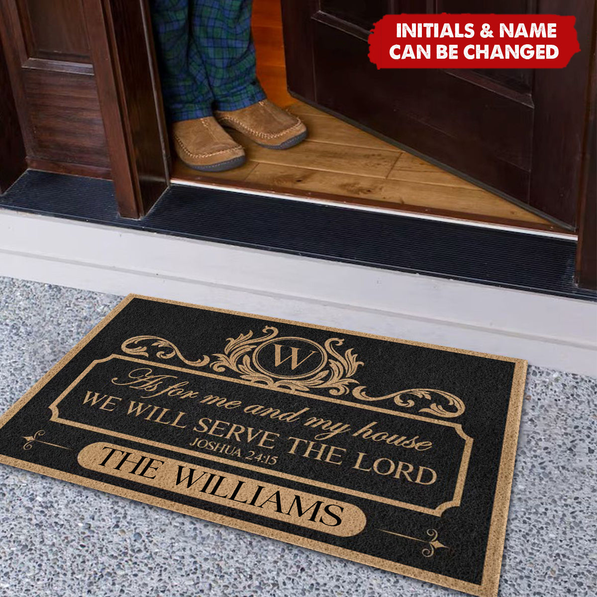 We'll Serve The Lord - Personalized Family Doormat