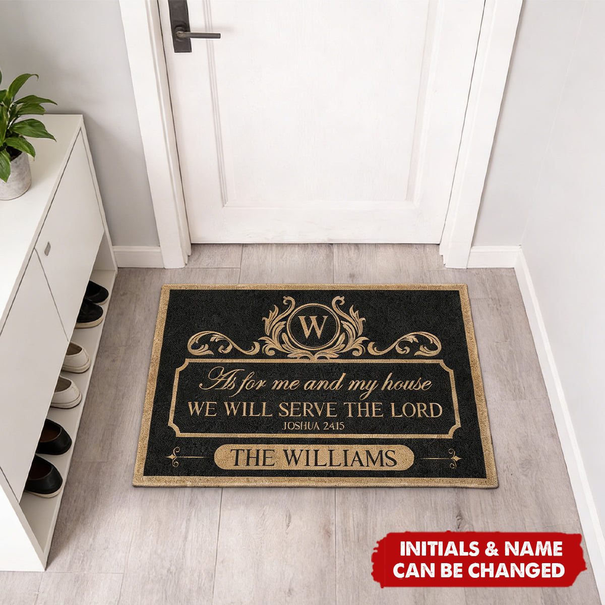 We'll Serve The Lord - Personalized Family Doormat